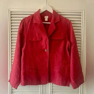 J. Jill Women’s Linen Desert Coral 4 Button Casual Blazer SZ S